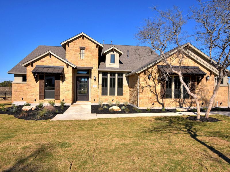 Representative exterior photo of a completed home built from the San Simeon I by Giddens Homes in Clearwater Ranch, Liberty Hill, TX (Image 51).