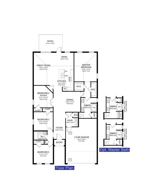 2D floor plan layout for the 2000 by Adams Homes in Winding Oaks, Weeki Wachee, FL (Image 4).