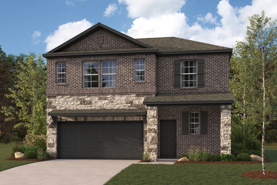 A brick house with a garage. A brick house with a garage.