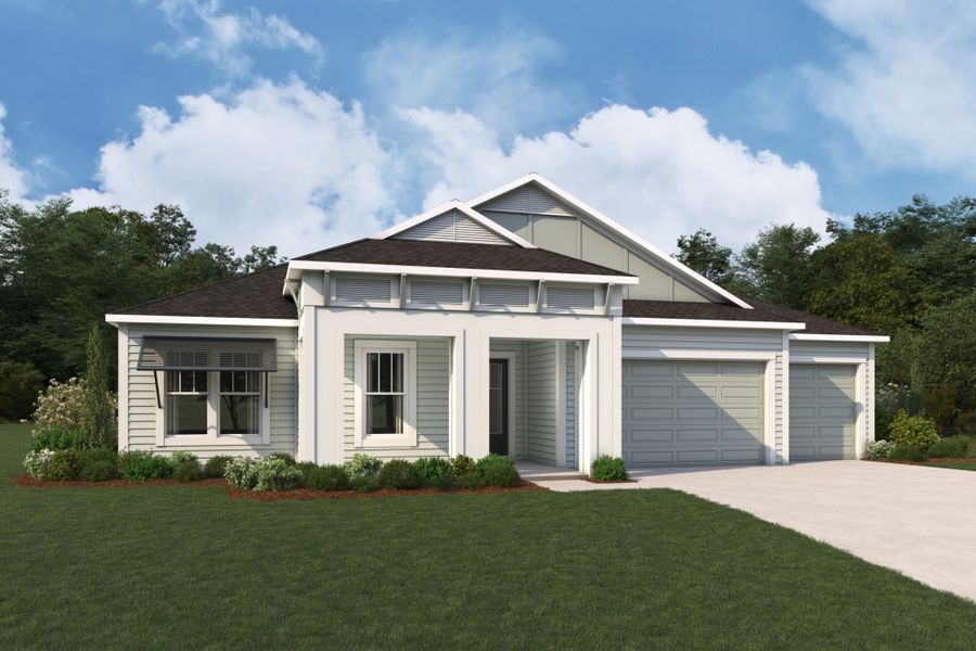Representative exterior photo of a completed home built from the Garnet by Mattamy Homes in RiverTown, St. Johns, FL (Image 1). Representative exterior photo of a completed home built from the Garnet by Mattamy Homes in RiverTown, St. Johns, FL (Image 1).