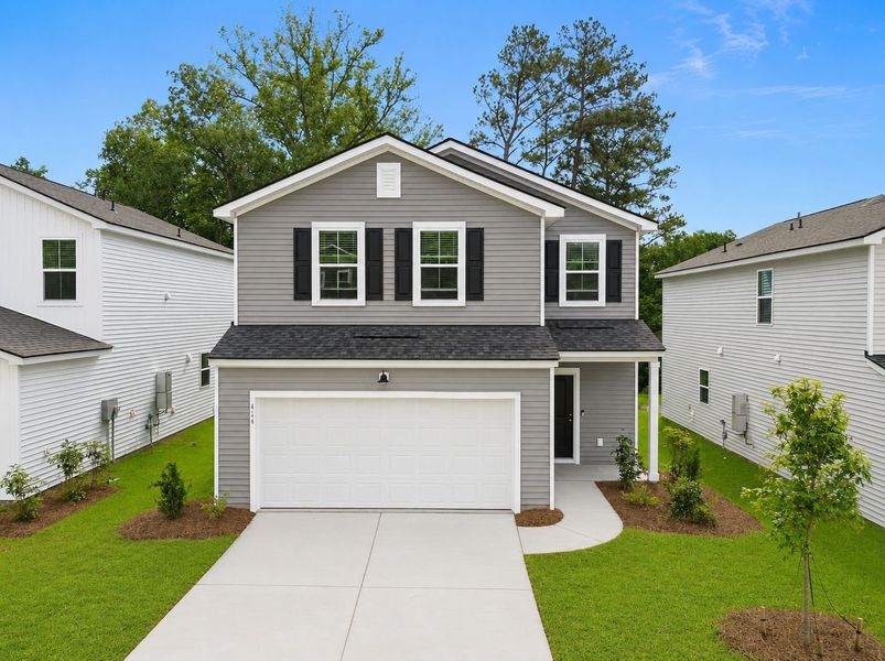 Front exterior of a new home in Grand Arbor, Blythewood, SC, highlighting curb appeal (Image 21).