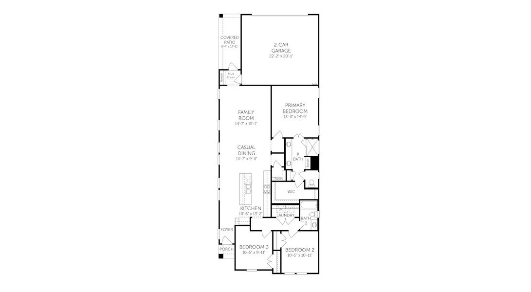 2D floor plan layout for the Walker by Coventry Homes in Landmark, Denton, TX (Image 3).