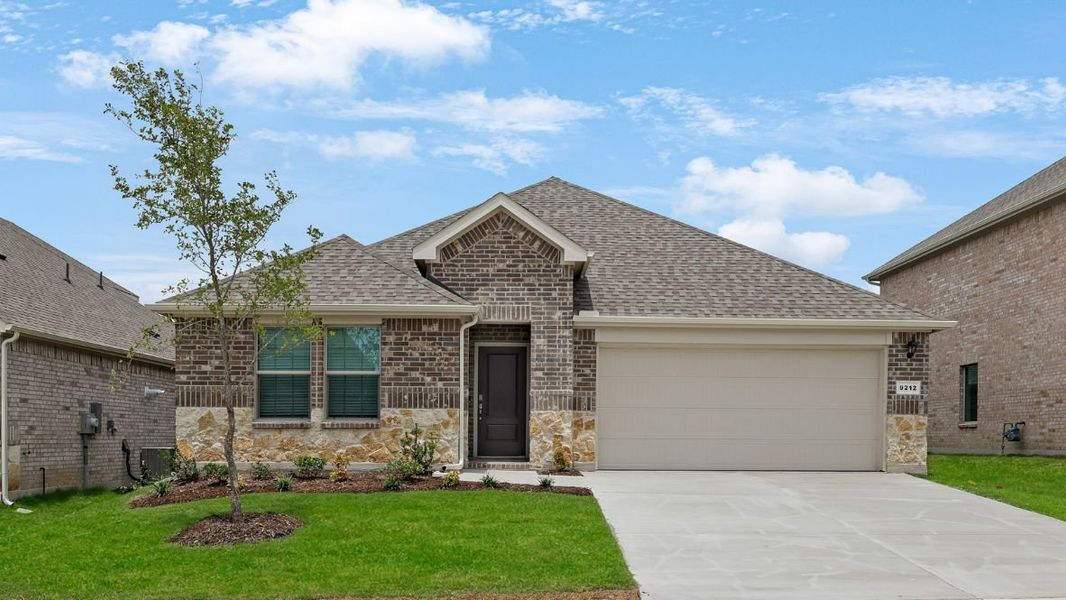 Representative exterior photo of a completed home built from the Violet by D.R. Horton in The Landing at Hidden Lakes, McKinney, TX (Image 1). Representative exterior photo of a completed home built from the Violet by D.R. Horton in The Landing at Hidden Lakes, McKinney, TX (Image 1).
