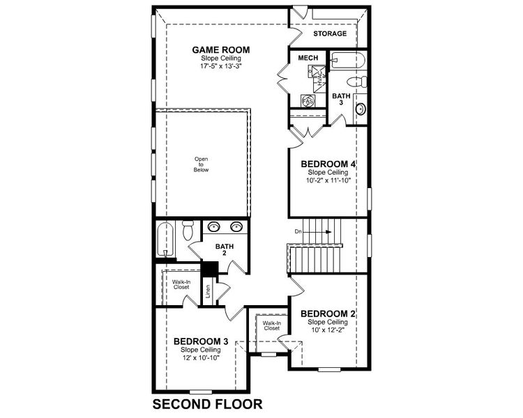 2D floor plan layout for the Marathon by Beazer Homes in Waterbend, Euless, TX (Image 4).