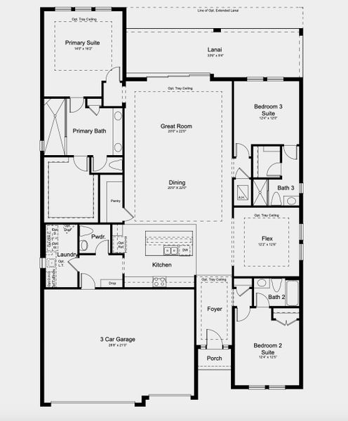 2D floor plan layout for the Cascata by Taylor Morrison in Esplanade at Coasterra, Palmetto, FL (Image 3).