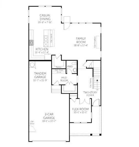 2D floor plan layout for the Ironwood - Single Family Homes by Dream Finders Homes in Briley Downs, Smyrna, TN (Image 4).