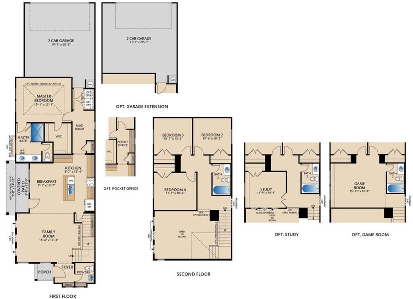 2D floor plan layout for the Walden by Pacesetter Homes in La Terra at Uptown Celina, Celina, TX (Image 3).