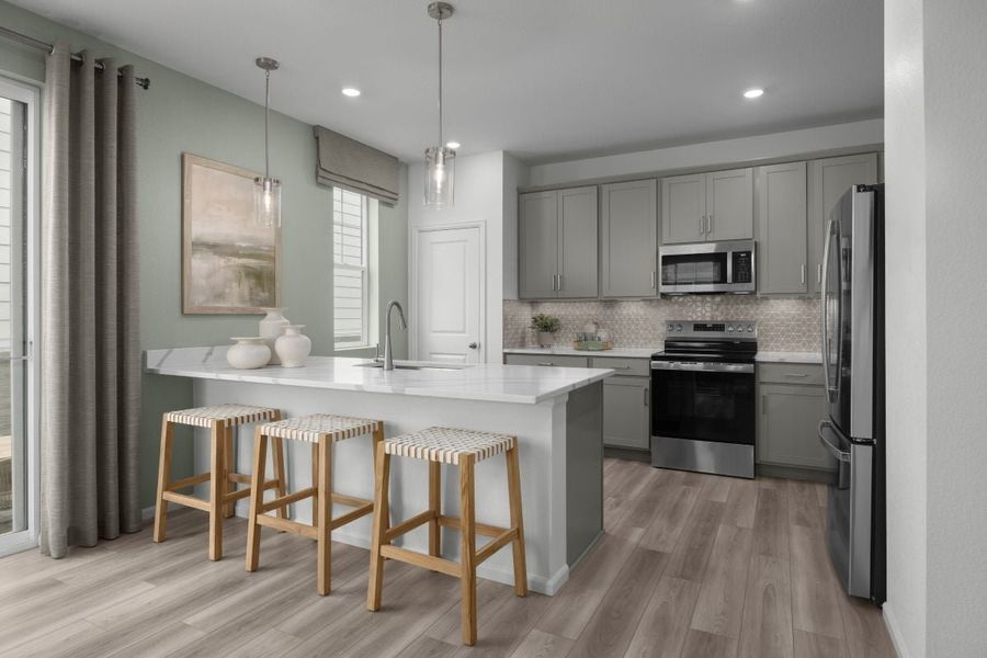Representative furnished interior of a home built from the 1762 Modeled by KB Home in Windler Wildflower, Aurora (Image 8).