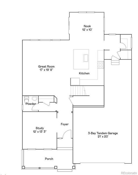 2D floor plan layout of this home in Riano Ridge: The Monarch Collection, Loveland, CO (Image 3).