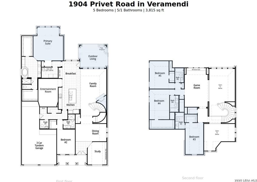 2D floor plan layout of this home in Veramendi, New Braunfels, TX (Image 4).