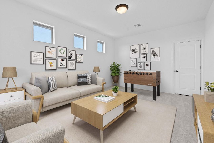 Living area featuring carpet flooring Living area featuring carpet flooring