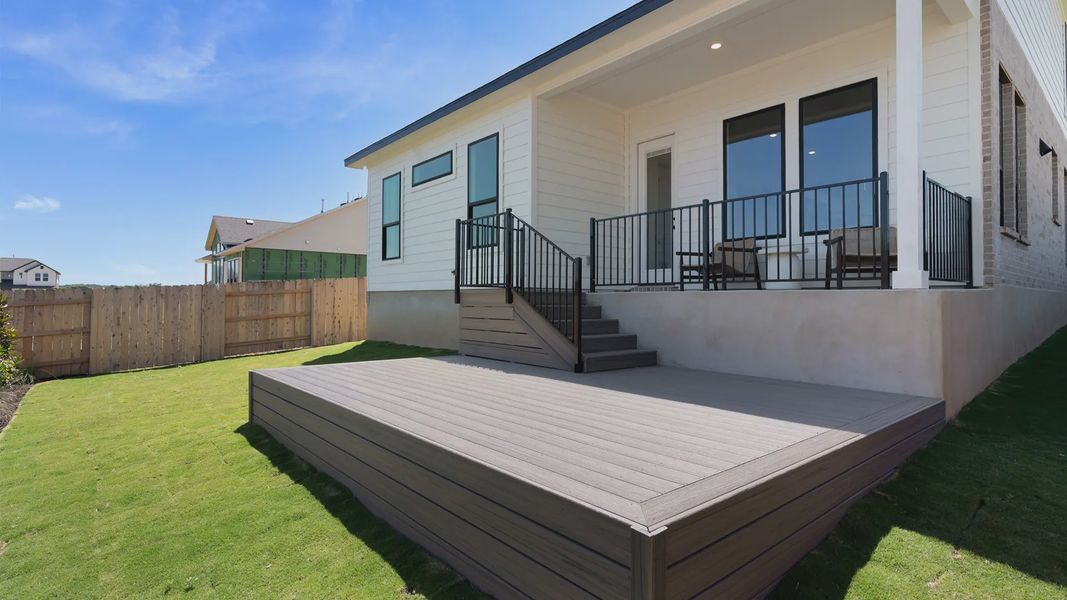 Exterior details and patio area of a home in The Grove at Blackhawk, Pflugerville (Image 19). Exterior details and patio area of a home in The Grove at Blackhawk, Pflugerville (Image 19).