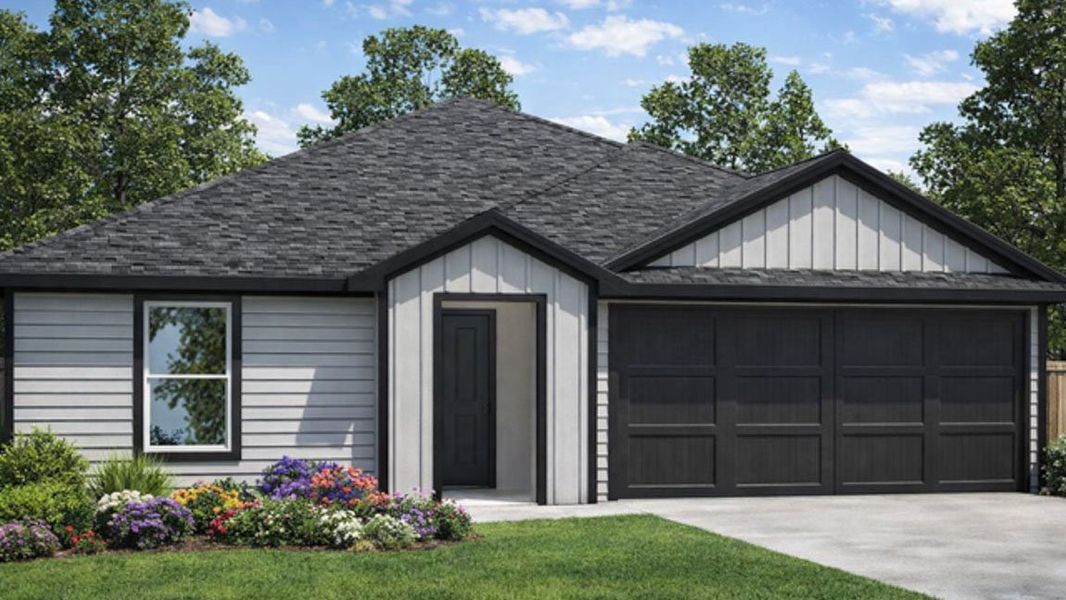 Representative exterior photo of a completed home built from the Austin by D.R. Horton in Lexington Heights, Willis, TX (Image 22). Representative exterior photo of a completed home built from the Austin by D.R. Horton in Lexington Heights, Willis, TX (Image 22).