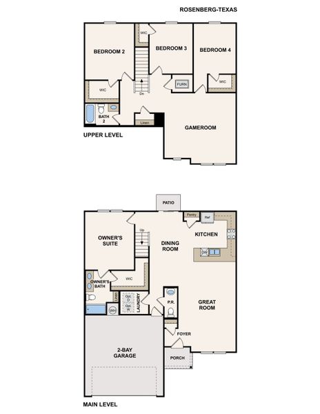2D floor plan layout for the Rosenberg by Century Communities in Middlefield Village, Dallas, TX (Image 3).