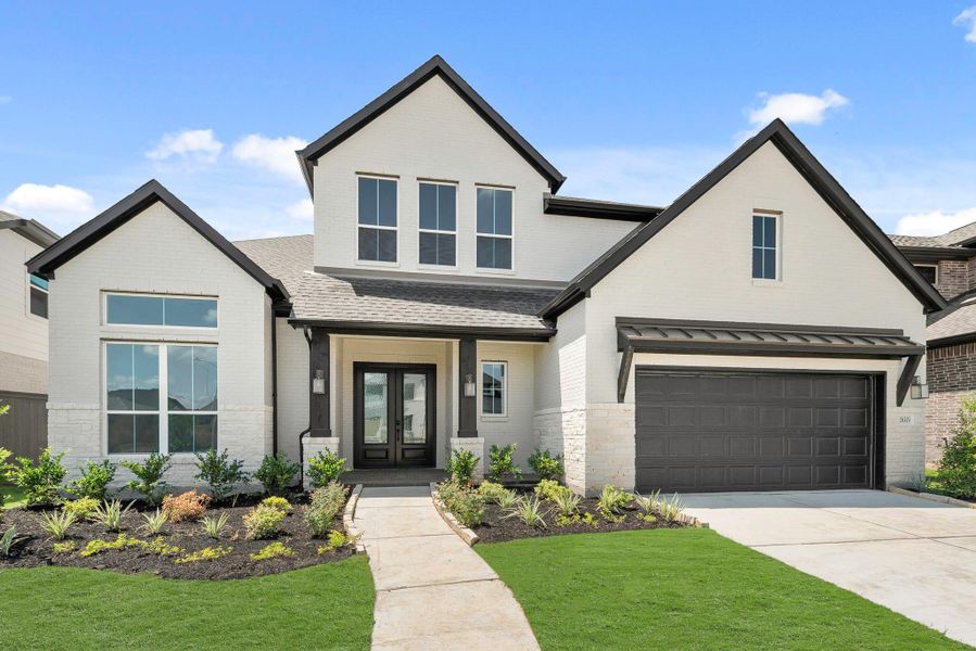 Front exterior of a new home in Jubilee - 60', Hockley, TX, highlighting curb appeal (Image 1). Front exterior of a new home in Jubilee - 60', Hockley, TX, highlighting curb appeal (Image 1).