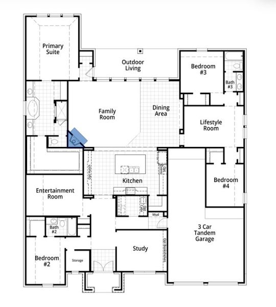 2D floor plan layout for the 272 by Highland Homes in Furst Ranch, Flower Mound, TX (Image 3).