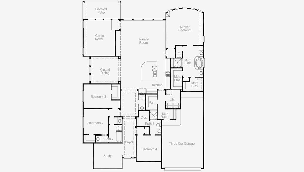 2D floor plan layout for the Meadowlakes by Coventry Homes in Valencia 70', Manvel, TX (Image 3).