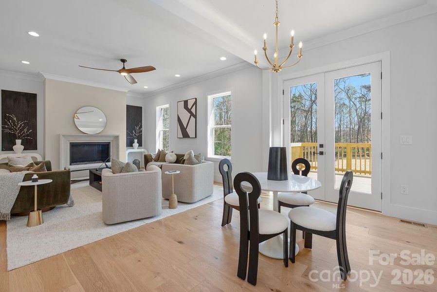 Breakfast area and living room.