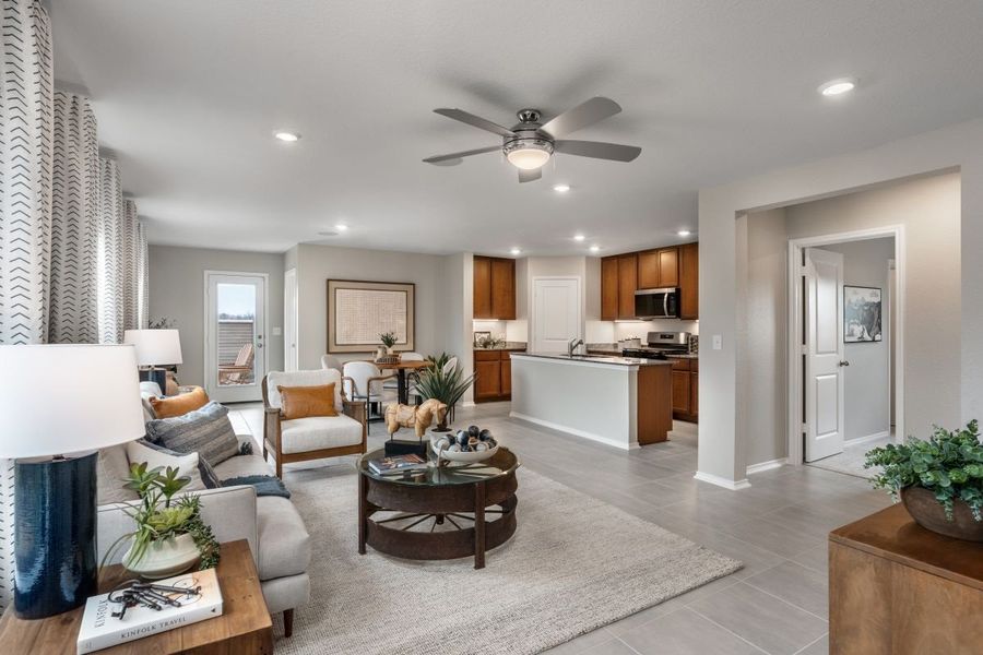 Representative furnished interior of a home built from the 1605 Modeled by KB Home in Watermill-Heritage Collection, Uhland (Image 5).