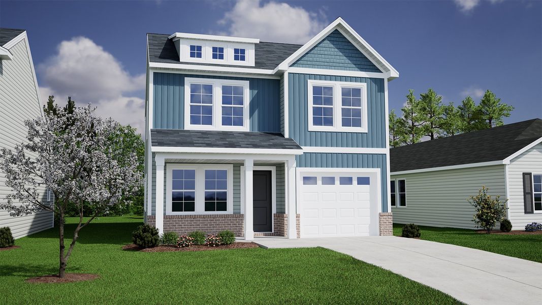 Representative exterior photo of a completed home built from the Barnwell - Genesis Value Collection by Mungo Homes in Evergreen, Spartanburg, SC (Image 18).