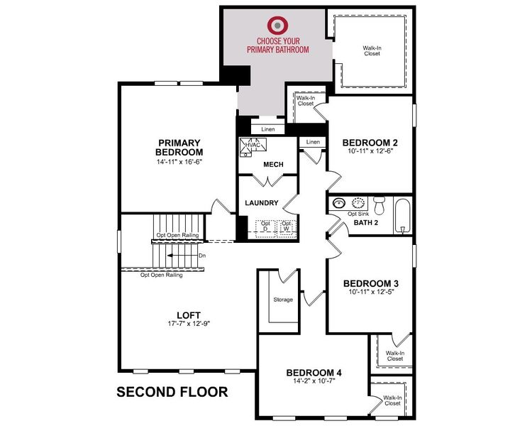 2D floor plan layout of this home in Cambridge at Steels Bridge, Canton, GA (Image 3).