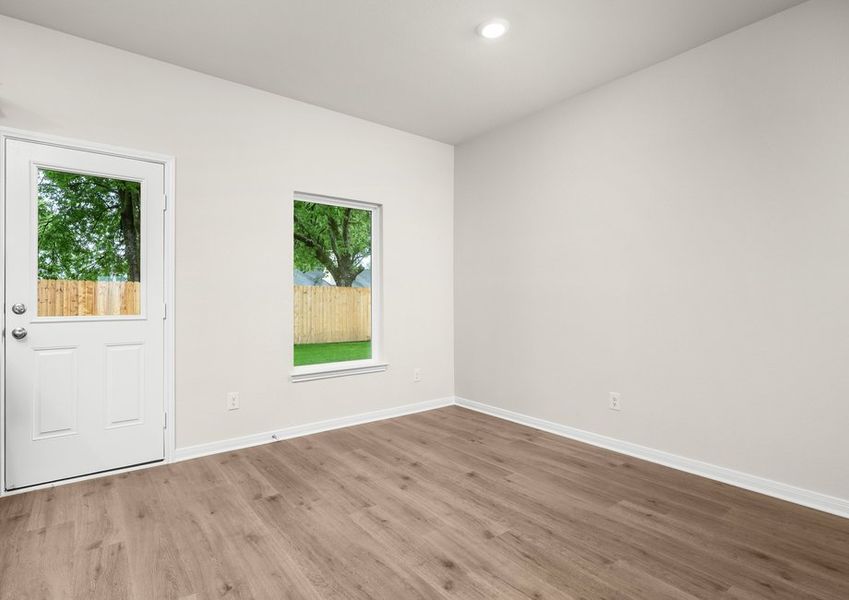 The dining room sits right off of the kitchen. The dining room sits right off of the kitchen.