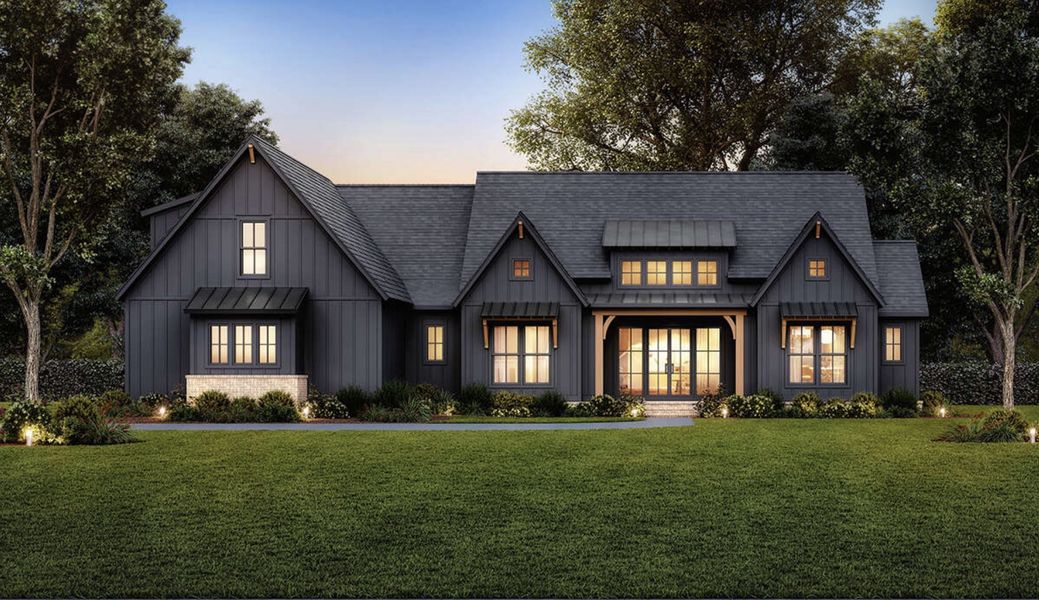 Representative exterior photo of a completed home built from the Sutton by Zeal Home Builders in Parallel Pastures, Poolville, TX (Image 1). Representative exterior photo of a completed home built from the Sutton by Zeal Home Builders in Parallel Pastures, Poolville, TX (Image 1).