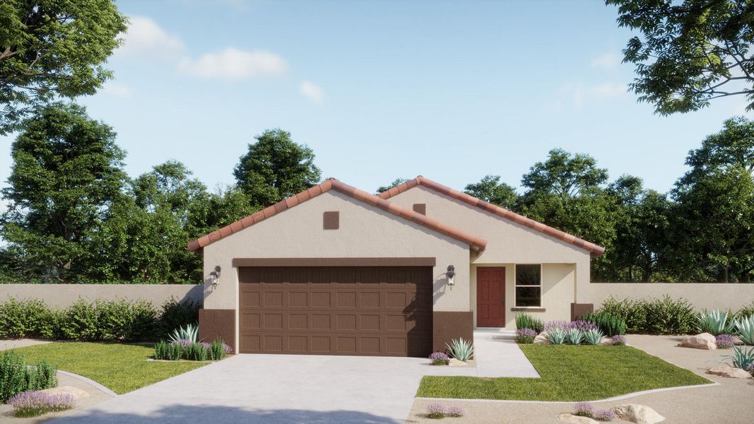 Representative exterior photo of a completed home built from the Summit by Risewell Homes in Wildera – Crest Series, San Tan Valley, AZ (Image 4).