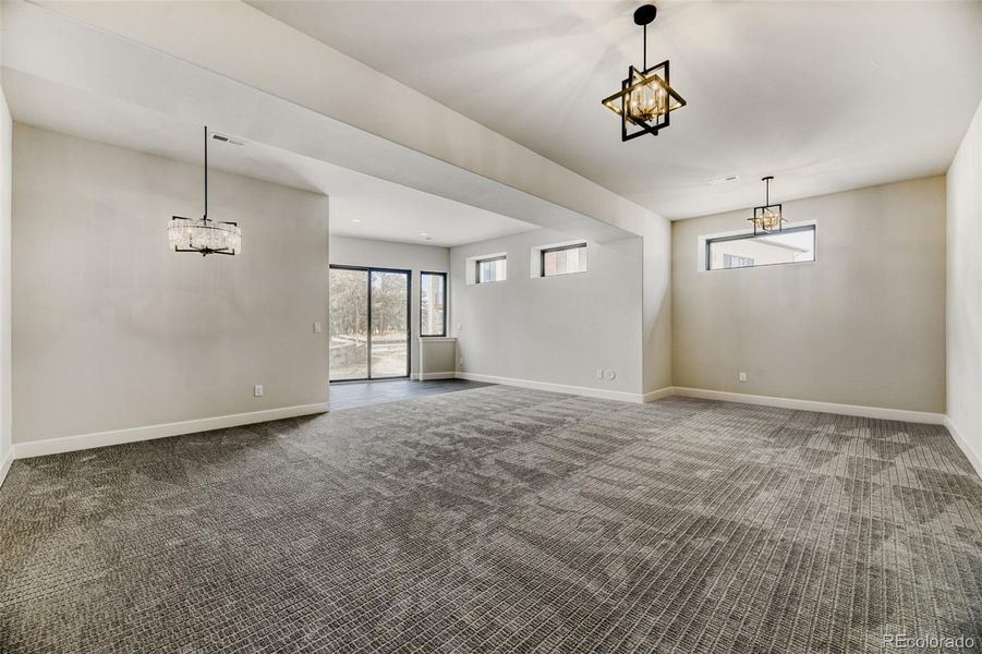 Lower level family room and game area