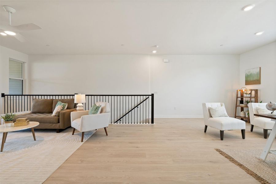 Furnished interior view inside a new home in The Grove, Austin (Image 6). Furnished interior view inside a new home in The Grove, Austin (Image 6).