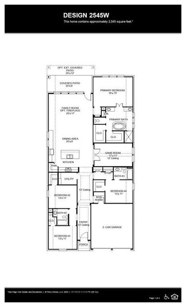 2D floor plan layout of this home in The Heights at Uptown Celina, Celina, TX (Image 2).