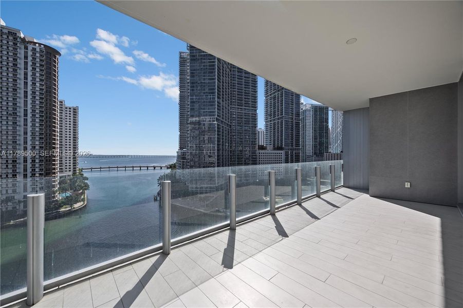 Exterior details and patio area of a home in Aston Martin Residences, Miami (Image 26).