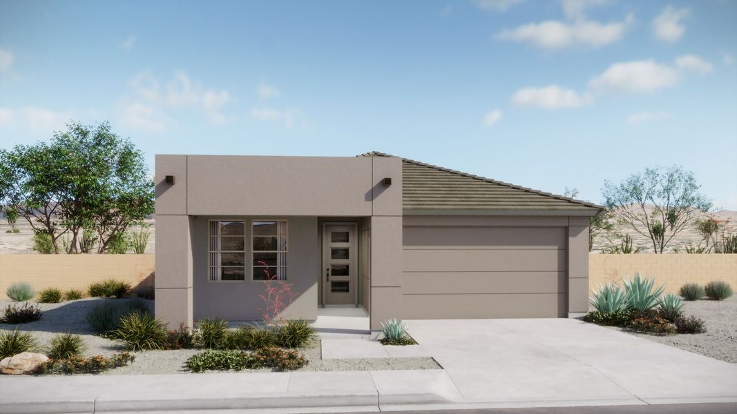 Representative exterior photo of a completed home built from the Copper by Mattamy Homes in Alamar At Rocking K, Tucson, AZ (Image 1). Representative exterior photo of a completed home built from the Copper by Mattamy Homes in Alamar At Rocking K, Tucson, AZ (Image 1).