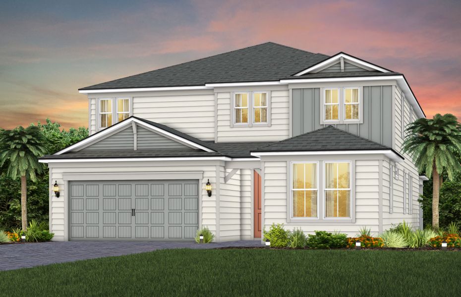 Representative exterior photo of a completed home built from the Serena by Pulte Homes in The Preserve at Bannon Lakes, St. Augustine, FL (Image 20). Representative exterior photo of a completed home built from the Serena by Pulte Homes in The Preserve at Bannon Lakes, St. Augustine, FL (Image 20).