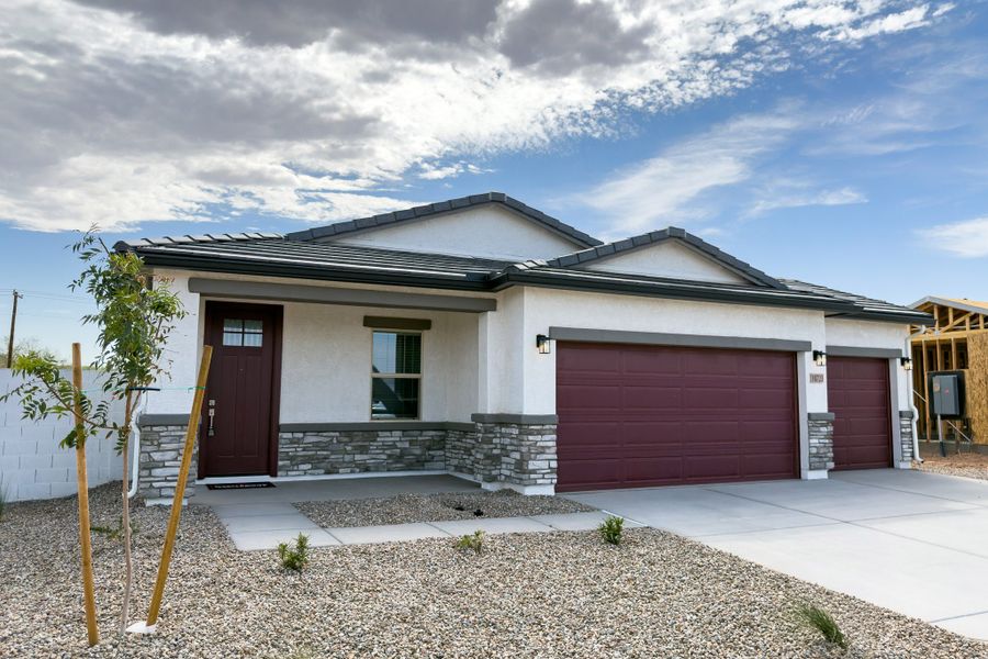 Front exterior of a new home in Rancho Mirage, Maricopa, AZ, highlighting curb appeal (Image 2).