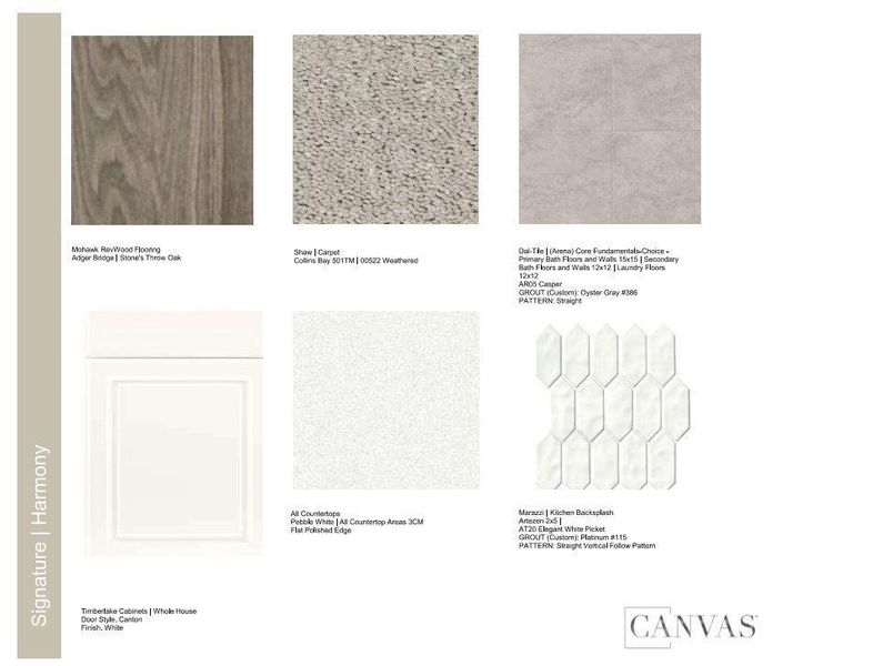 Design Selections.  Home is under construction and selections are subject to change.