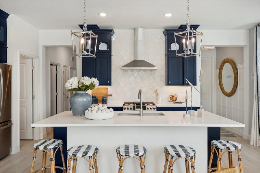 Kitchen with pendant lighting