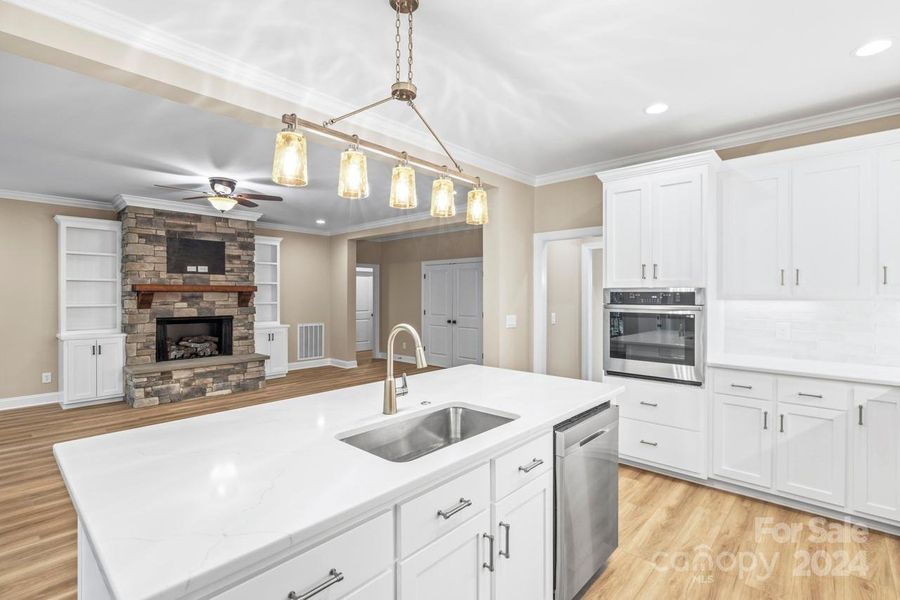 Impressive kitchen with crisp white cabinets