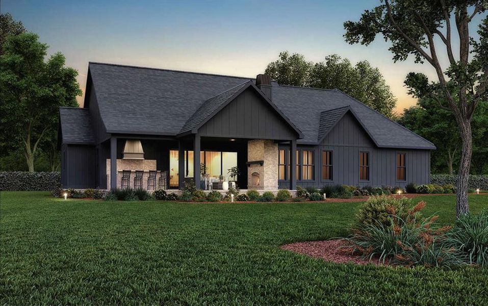 Front exterior of a new home in Oak Water Ranch, Granbury, TX, highlighting curb appeal (Image 14).