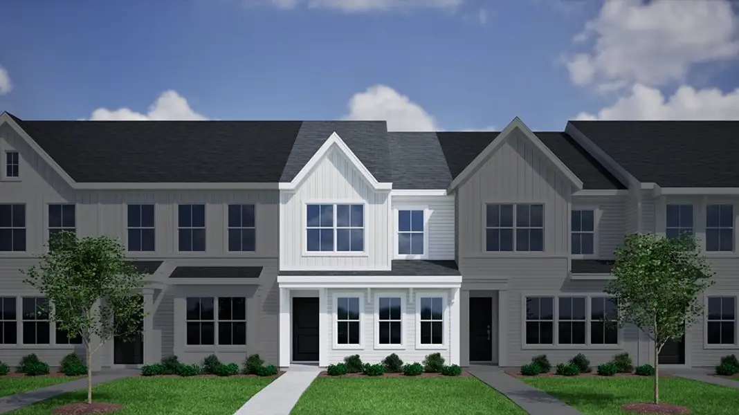 Front exterior of a new home in Sloan Station, Charlotte, NC, highlighting curb appeal (Image 1). Front exterior of a new home in Sloan Station, Charlotte, NC, highlighting curb appeal (Image 1).