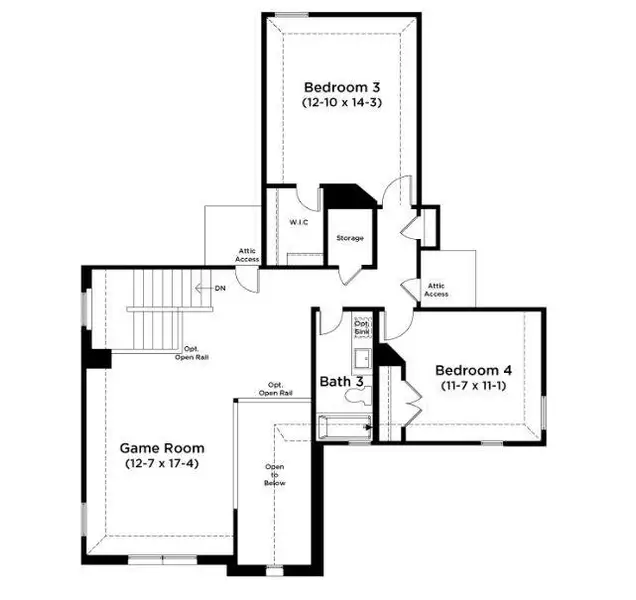 2D floor plan layout of this home in Retreat at San Gabriel, Georgetown, TX (Image 5).