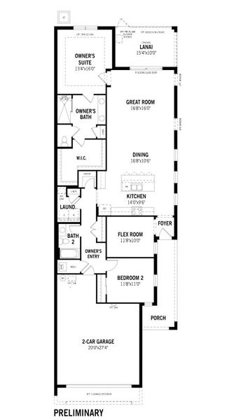 2D floor plan layout for the Champagne by Mattamy Homes in Brightmore at Wellen Park, Venice, FL (Image 3).