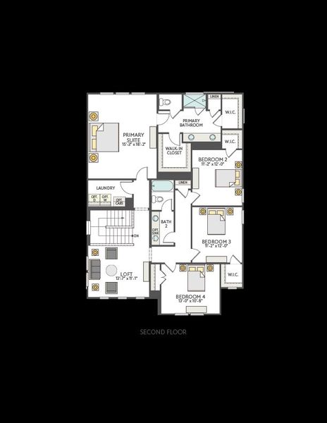 2D floor plan layout for the Rowan by Tri Pointe Homes in Arbor Collection At Park Central, Georgetown, TX (Image 4).