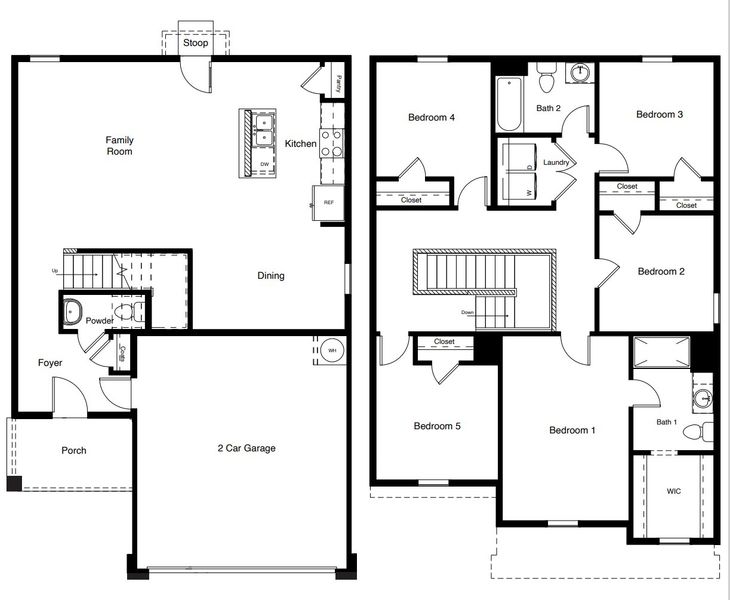 2D floor plan layout for the Fallow by D.R. Horton in Deer Meadows, Odessa, TX (Image 4).