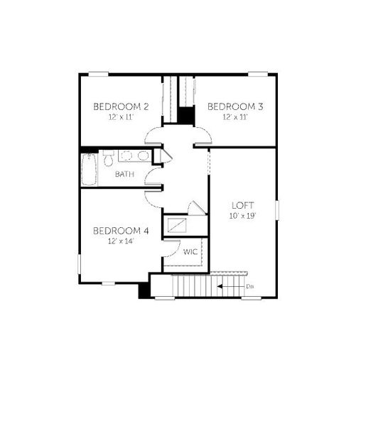 2D floor plan layout for the Bloomfield - Single Family Homes by Dream Finders Homes in Westbrook Retreat at Savannah Quarters, Pooler, GA (Image 3).