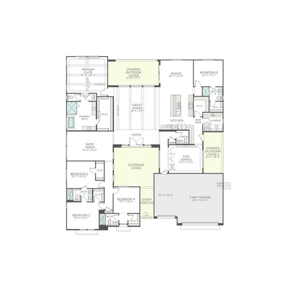 2D floor plan layout for the Friesian Plan 7003 by Tri Pointe Homes in Lusitano, Gilbert, AZ (Image 3).