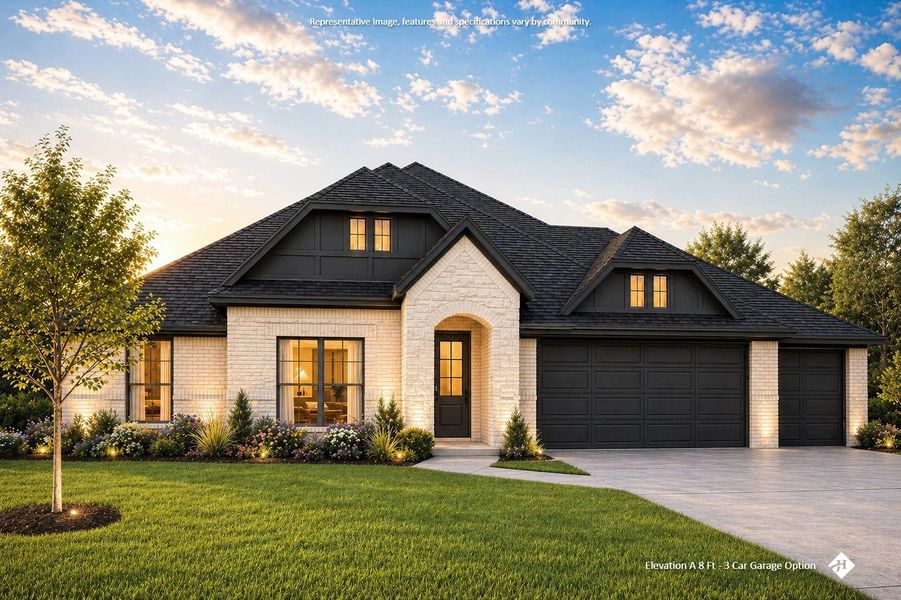 Front exterior of a new home in Hayes Crossing, Midlothian, TX, highlighting curb appeal (Image 19).