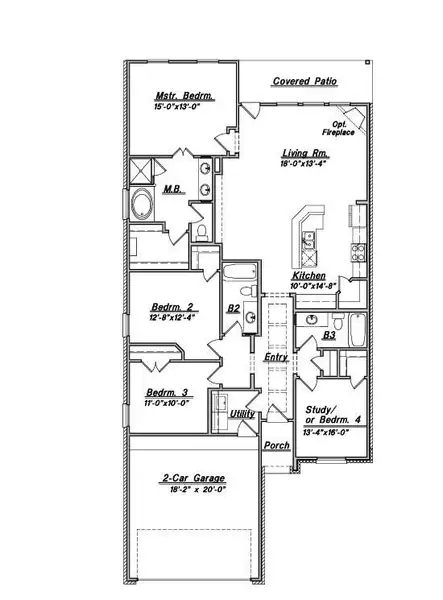 2D floor plan layout of this home in River Ranch, Dayton, TX (Image 4).