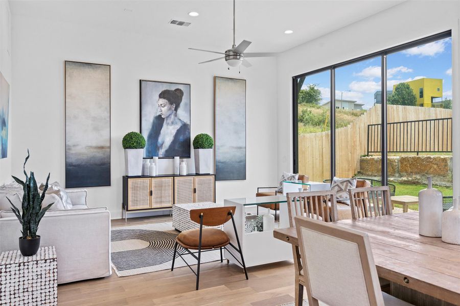 The ceilings in the family room are breath-taking and make this spacious room feel even larger.