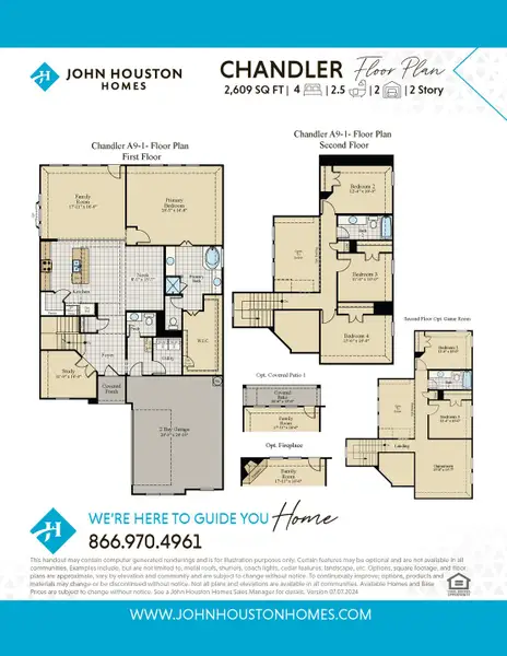 2D floor plan layout for the Chandler by John Houston Homes in BridgeWater Phase 2, Midlothian, TX (Image 3).